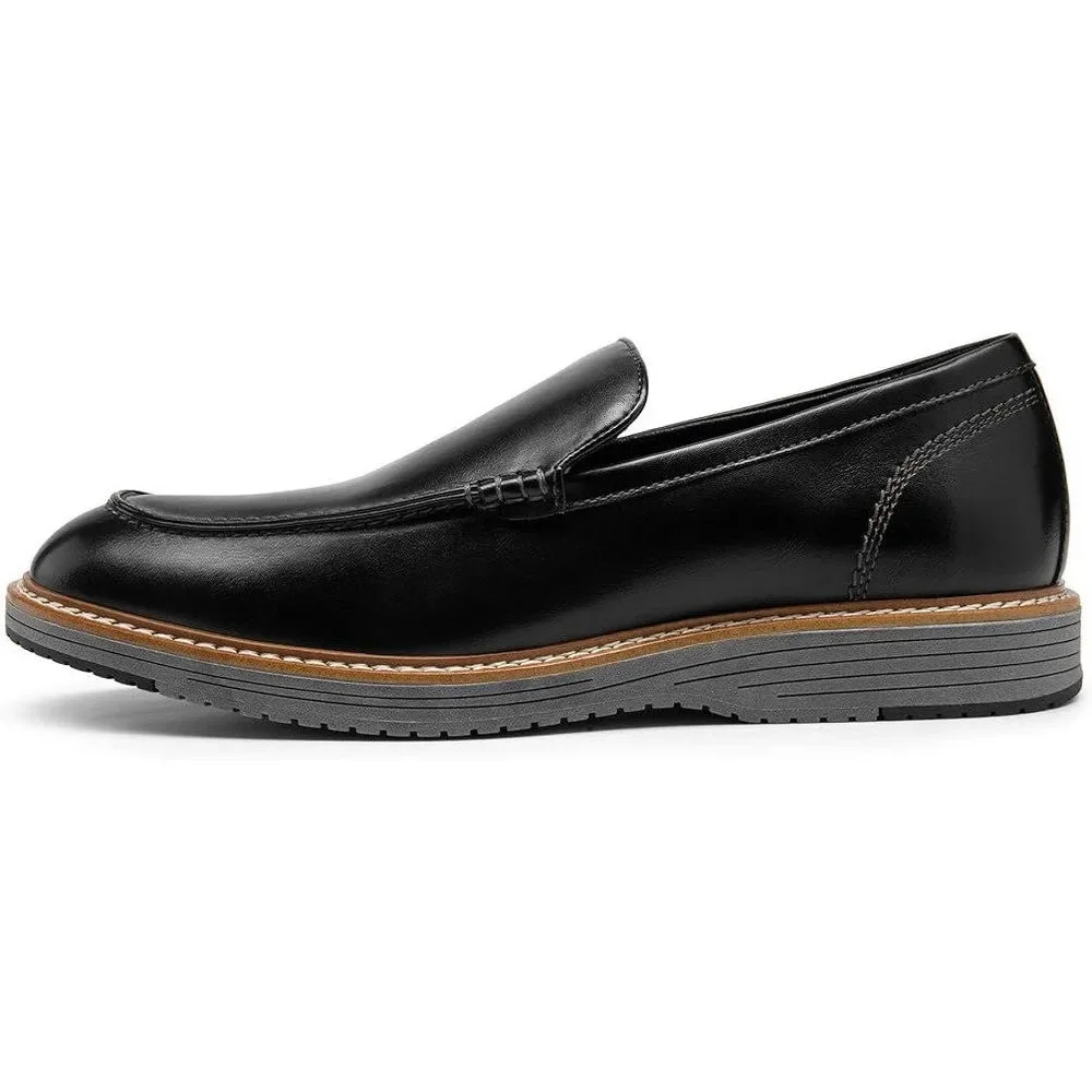 Bruno Marc Mens Size 12 Black Faux Leather Slip On Classic Loafers Formal Shoes